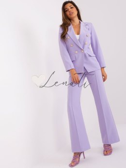Jasnofioletowy garnitur damski komplet elegancki ze spodniami