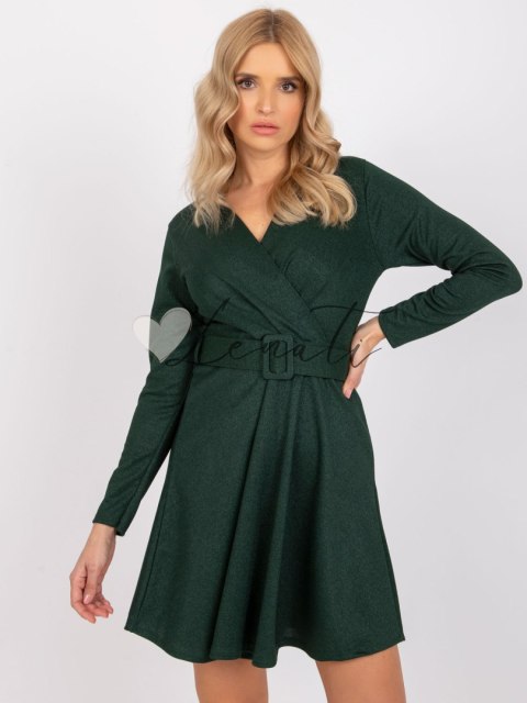 Sukienka-DHJ-SK-8818.37P-ciemny zielony ITALY MODA