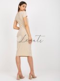 Sukienka-DHJ-SK-17253.38X-beżowy ITALY MODA