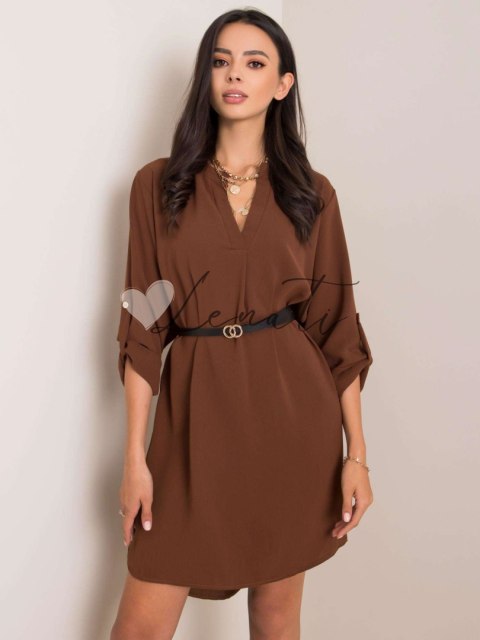 Sukienka-DHJ-SK-5766.18X-ciemny brązowy ITALY MODA