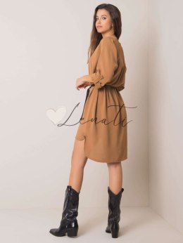 Sukienka-DHJ-SK-5766.18X-jasny brązowy ITALY MODA