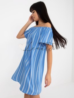 Sukienka-D73771R30145J-biało-niebieski Fresh Made