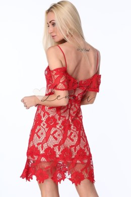 Koktajlowa sukienka z koronki czerwona