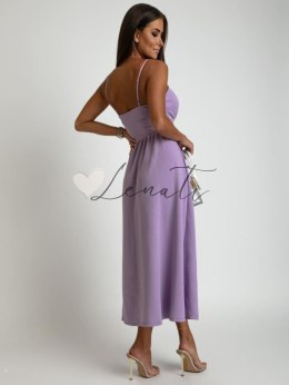 Letnia midi sukienka na ramiączkach fioletowa