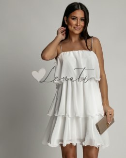 Letnia sukienka z falbanami biała