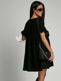Sukienka oversize z krótkim rękawem czarna FK530