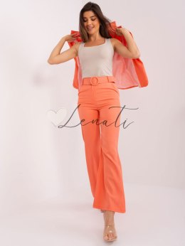 Fluo pomarańczowe materiałowe spodnie z paskiem  w kant