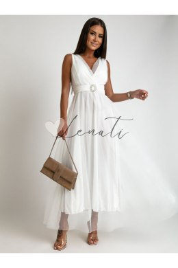 Biała maxi sukienka z tiulem