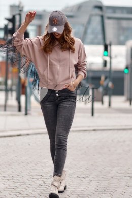 Bluza oversize damska z frędzlami cappuccino FI671