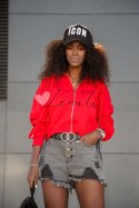 Bluza oversize damska z frędzlami czerwona FI671