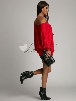 Wielofunkcyjna sukienka/tunika/bluzka z rękawem nietoperz 3 w 1 czerwona FG632