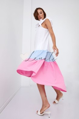 Sukienka asymetryczna jasnoniebieska-różowa FG648