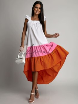Sukienka asymetryczna różowo-pomarańczowa FG648