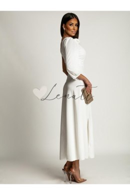 Maxi sukienka z asymetrycznym dekoltem biała