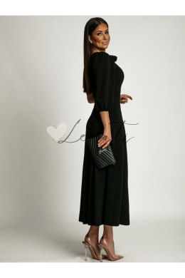 Maxi sukienka z asymetrycznym dekoltem czarna