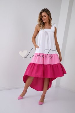 Sukienka asymetryczna różowo-amarantowa FG648