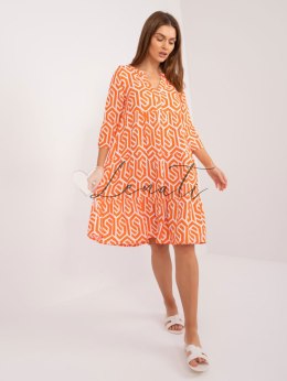 Pomarańczowa wiskozowa sukienka z printem SUBLEVEL