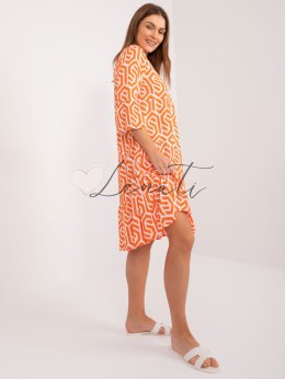 Pomarańczowa wiskozowa sukienka z printem SUBLEVEL