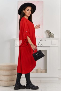 Sukienka oversize z dekoltem V czerwona