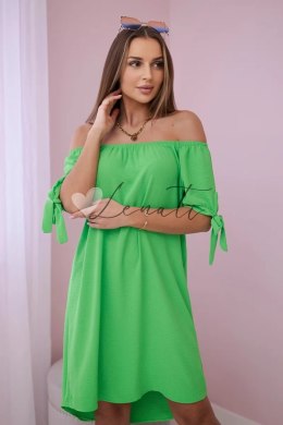 Sukienka wiązana na rękawach jasno zielona