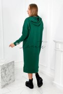 Sukienka długa ocieplana z kapturem zielona