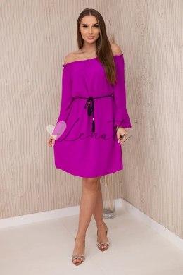 Sukienka wiązana w talii sznurkiem ciemno fioletowa