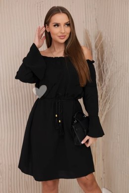 Sukienka wiązana w talii sznurkiem czarna