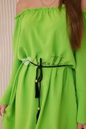 Sukienka wiązana w talii sznurkiem jasno zielona