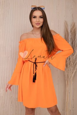 Sukienka wiązana w talii sznurkiem pomarańczowa