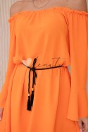 Sukienka wiązana w talii sznurkiem pomarańczowa