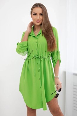 Sukienka z zapięciem na guziki i wiązaniem w talii jasno zielona