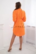Sukienka z zapięciem na guziki i wiązaniem w talii pomarańczowa