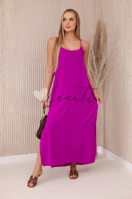 Sukienka długa na ramiączka fioletowa
