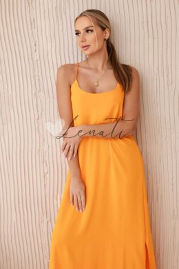 Sukienka długa na ramiączka pomarańczowa
