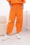 Komplet bawełniany bluzka i spodnie oversize pomarańczowy