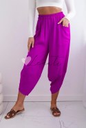 Spodnie z szeroką nogawką i kieszeniami ciemno fioletowe