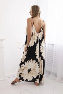 Sukienka wiskozowa na ramiączkach z motywem kwiatowym czarna