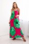 Sukienka wiskozowa na ramiączkach z motywem kwiatowym zielona