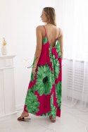 Sukienka wiskozowa na ramiączkach z motywem kwiatowym zielona