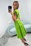 Sukienka z falbankami jasno zielona