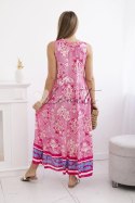 Sukienka wiskozowa z ozdobnym nadrukiem różowa