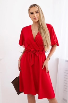 Sukienka z przekładanym dekoltem czerwona