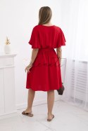 Sukienka z przekładanym dekoltem czerwona