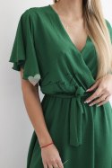 Sukienka z przekładanym dekoltem zielona
