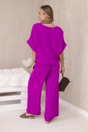 Komplet bluzki ze spodniami ciemny fioletowy