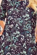 SOPHIE Wygodna sukienka Oversize - Miętowe liście na ciemnym tle Numoco