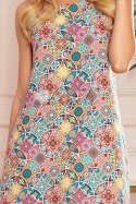 VICTORIA Trapezowa sukienka w kolorowy wzór Numoco