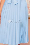 LILA Plisowana sukienka z krótkim rękawkiem - JASNY BŁĘKIT Numoco