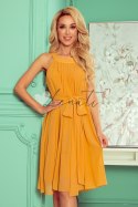 ALIZEE - szyfonowa sukienka z wiązaniem - kolor MIODOWY Numoco