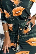 Sukienka sportowa z kieszonkami - ZIELONA w pomarańczowe USTA Numoco